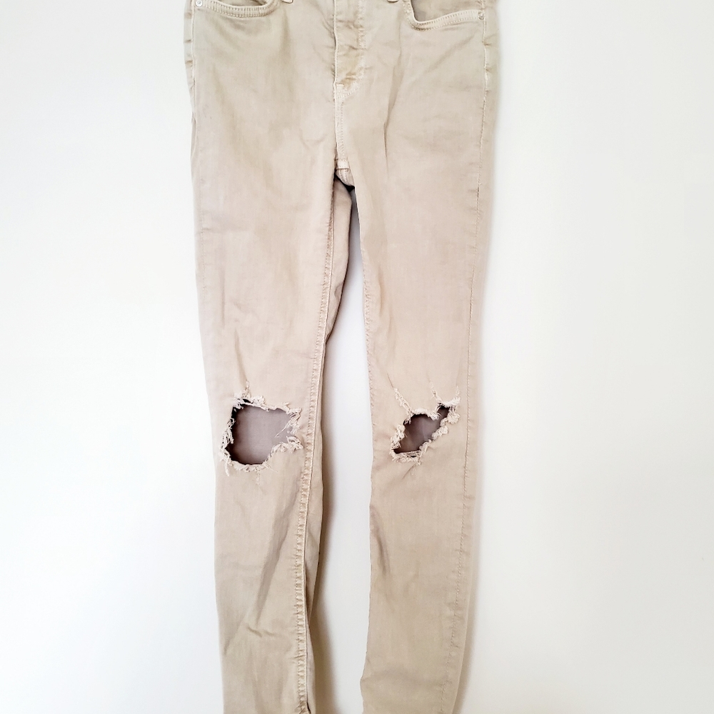 Free People khaki denim skinny jeans - Picture 7 of 9
